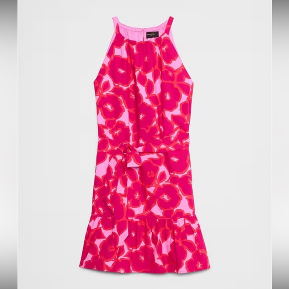 NWT Banana Republic Factory Pink Floral POPLIN TIERED MINI DRESS Size S - Picture 4 of 11